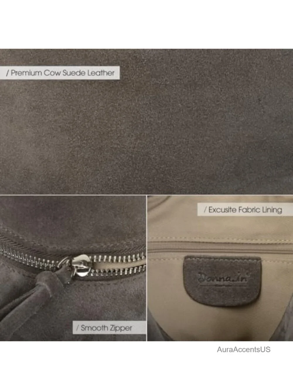 Premium Suede Leather Crossbody Bag for Women Tote Handbag Hobo Purse With